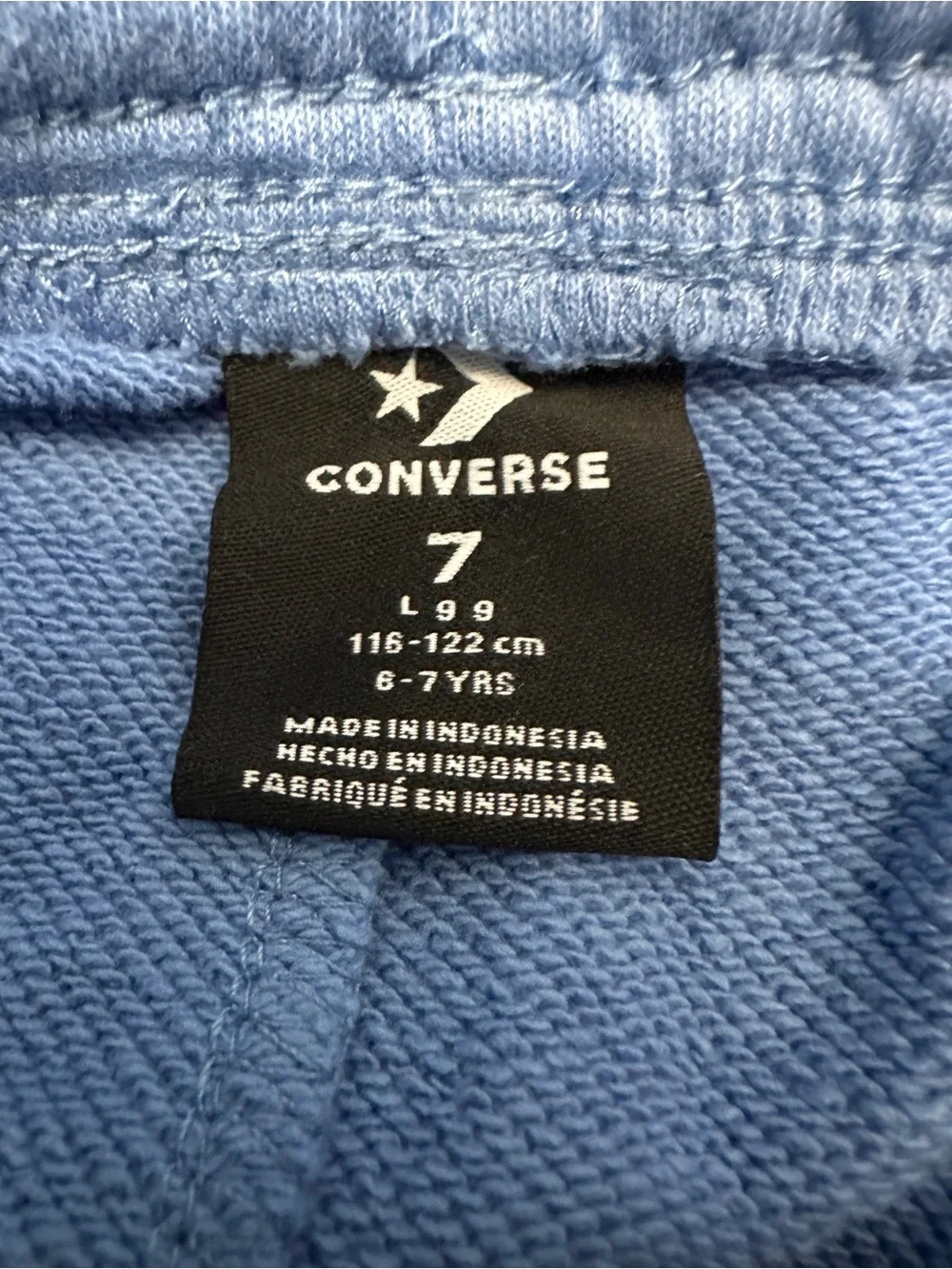 Converse Light Blue Kids Shorts with Cream Side Stripes